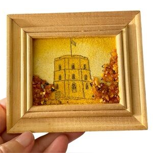 Amber Multimedia Tiny Painting Art Vilnius Lithuania Gediminas Tower
